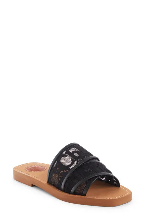 Chloé Woody Logo Sandal in Black at Nordstrom, Size 11Us | Nordstrom