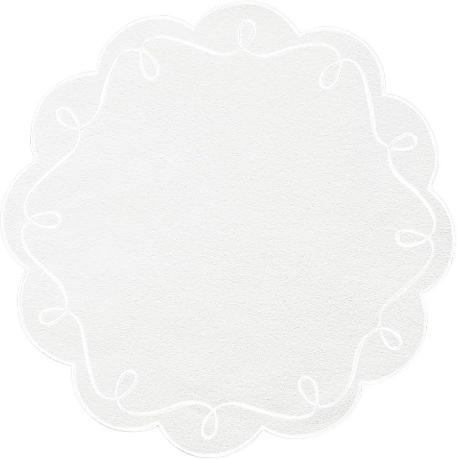 16.5 Inch Ribbon Twirl Embroidery Round Placemats Set of 4, Scalloped Round Table Mats for Party ... | Amazon (US)