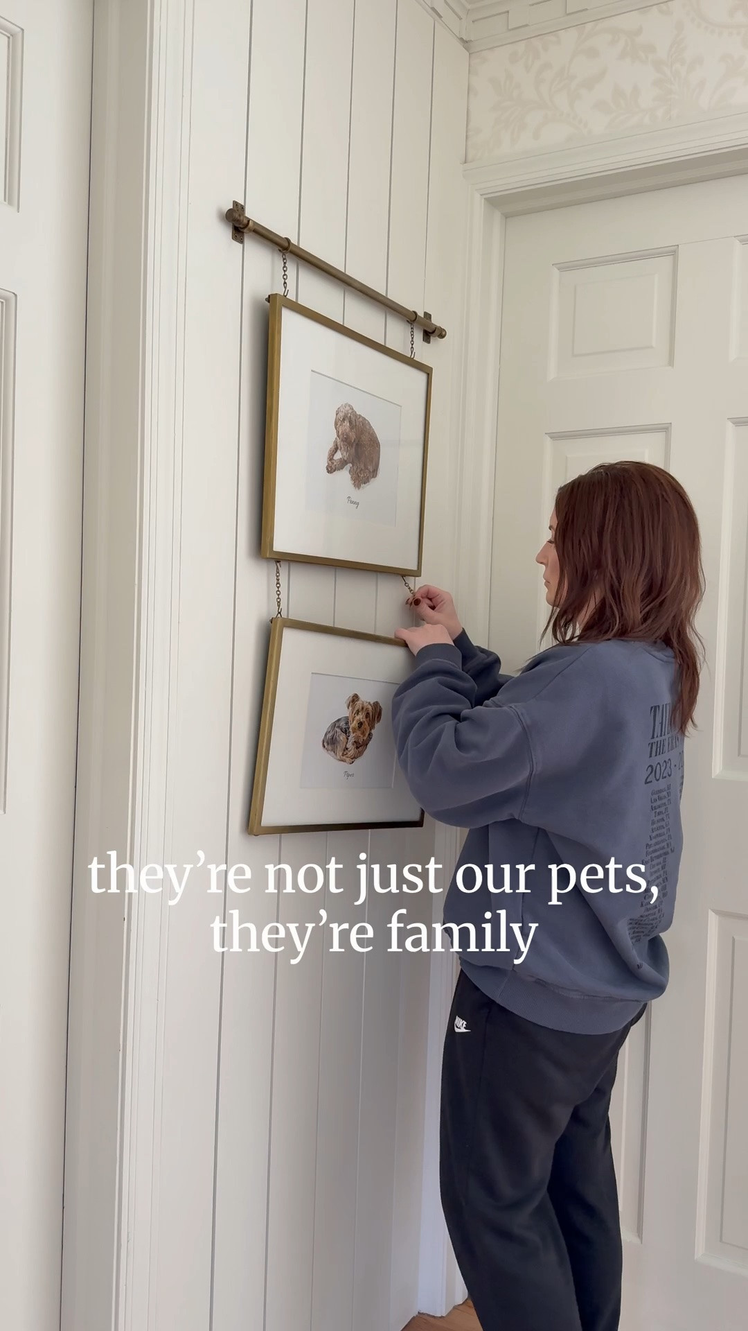 Framed pet portraits
Brass photo rail

#LTKHome