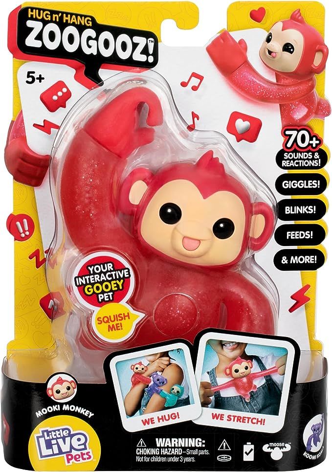 Little Live Pets Hug n' Hang Zoogooz - Mookie Monkey. an Interactive Electronic Squishy Stretchy ... | Amazon (US)