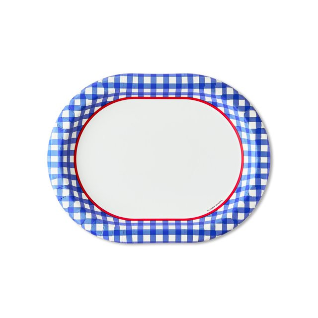 Patriotic Gingham Disposable Paper Plates, 9.25" x 12", Blue/White , 8 Count, by Way To Celebrate | Walmart (US)