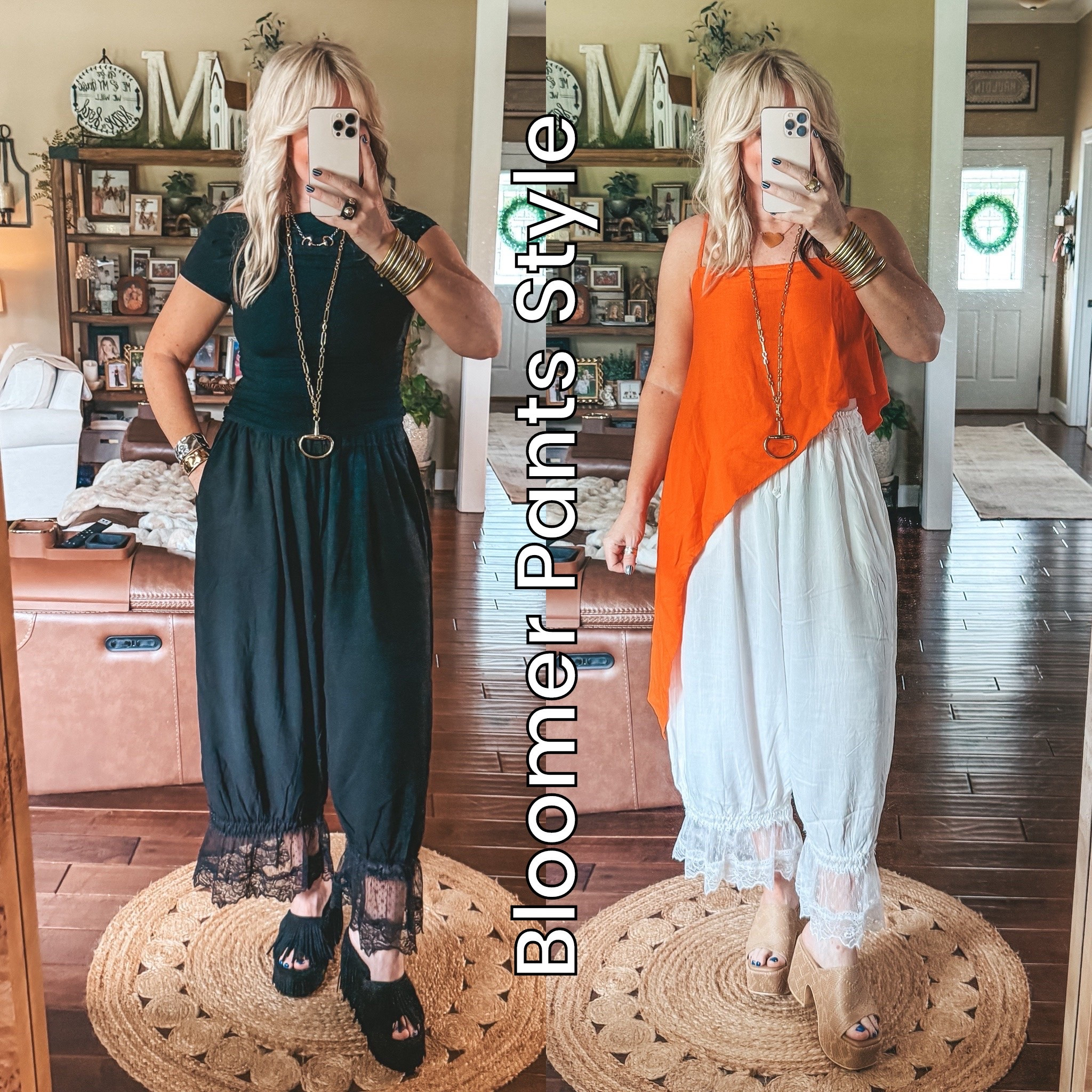 These pants are the best! So fun to style and perfect for a graduation outfit. 
Pants M
Black top M
Orange top M ( linked similar ) 
My necklaces are @kcchicdesigns save 40% with code MANDIE 
#graduationoutfit

#LTKootd #LTKMothersDay #LTKOver40