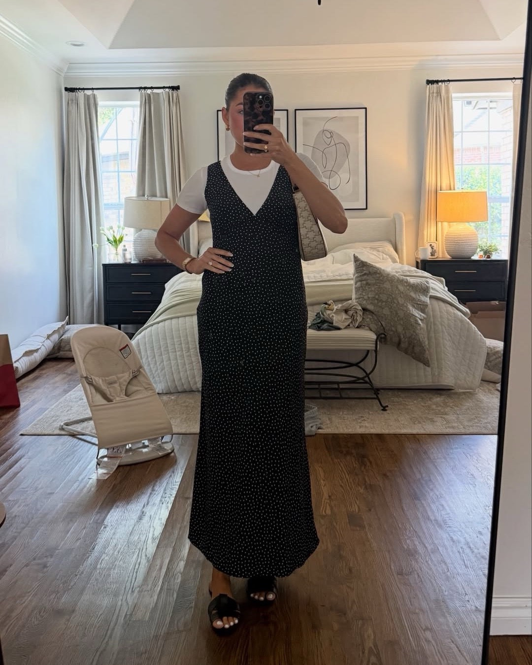 Adorable black polka dot maxi dress! 

#LTKdayinmylife #LTKootd #LTKSeasonal