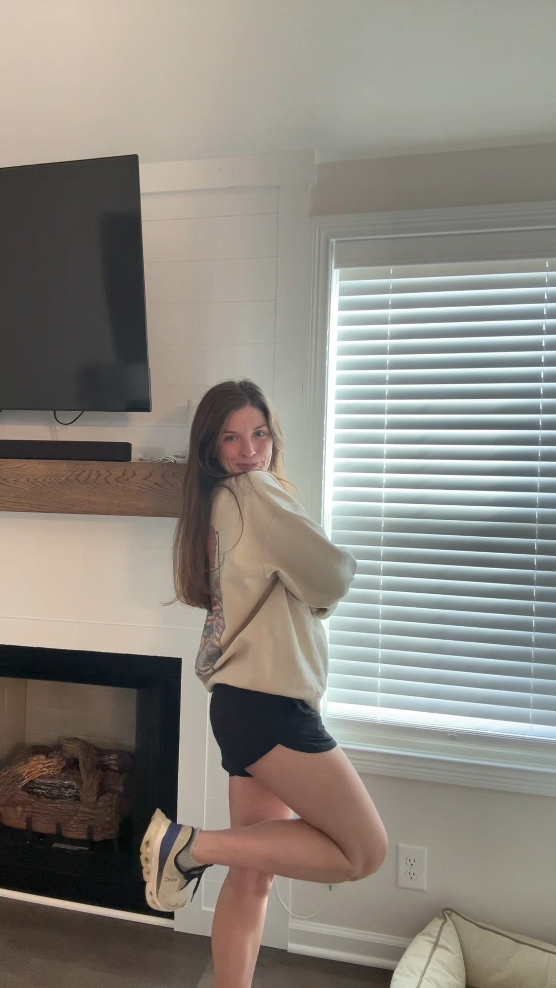 work from home outfit! 
sweater: l 
shorts: xs 

#LTKFindsUnder100 #LTKootd #LTKSeasonal