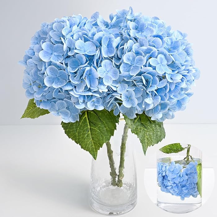 MARTINE MALL 2Pcs 21in Hydrangea Artificial Flowers, Latex Real Touch Hydrangeas Lifelike Large H... | Amazon (US)