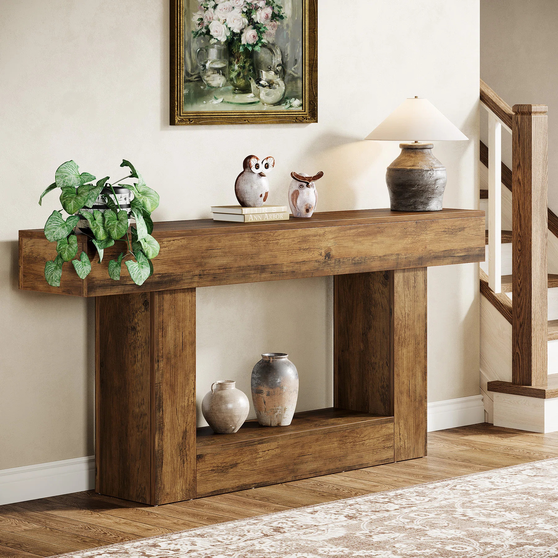 17 Stories 63" Console Table, Farmhouse Entryway Table, Narrow Wood Sofa Table for Living Room, F... | Wayfair North America