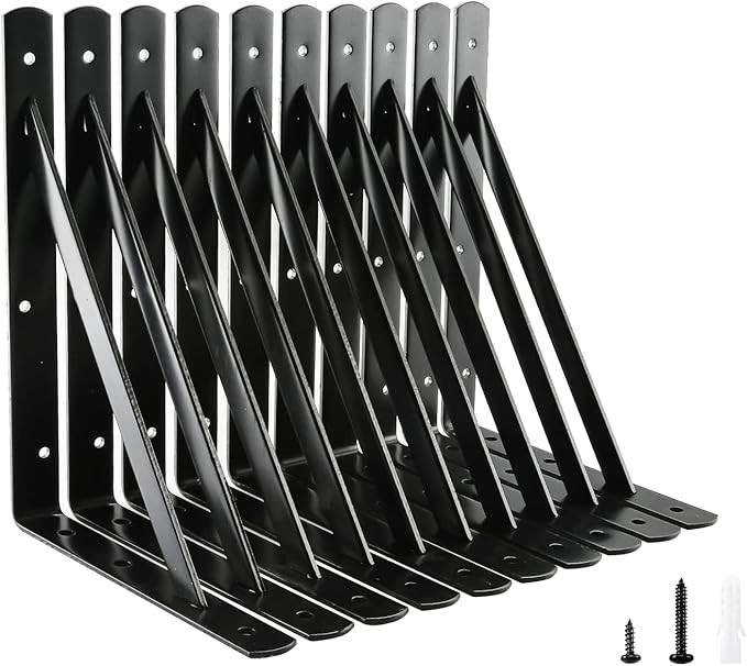 HOME MASTER HARDWARE Heavy Duty Shelf L Brackets 12 inch x 8 inch Shelf Support Corner Brace Join... | Amazon (US)