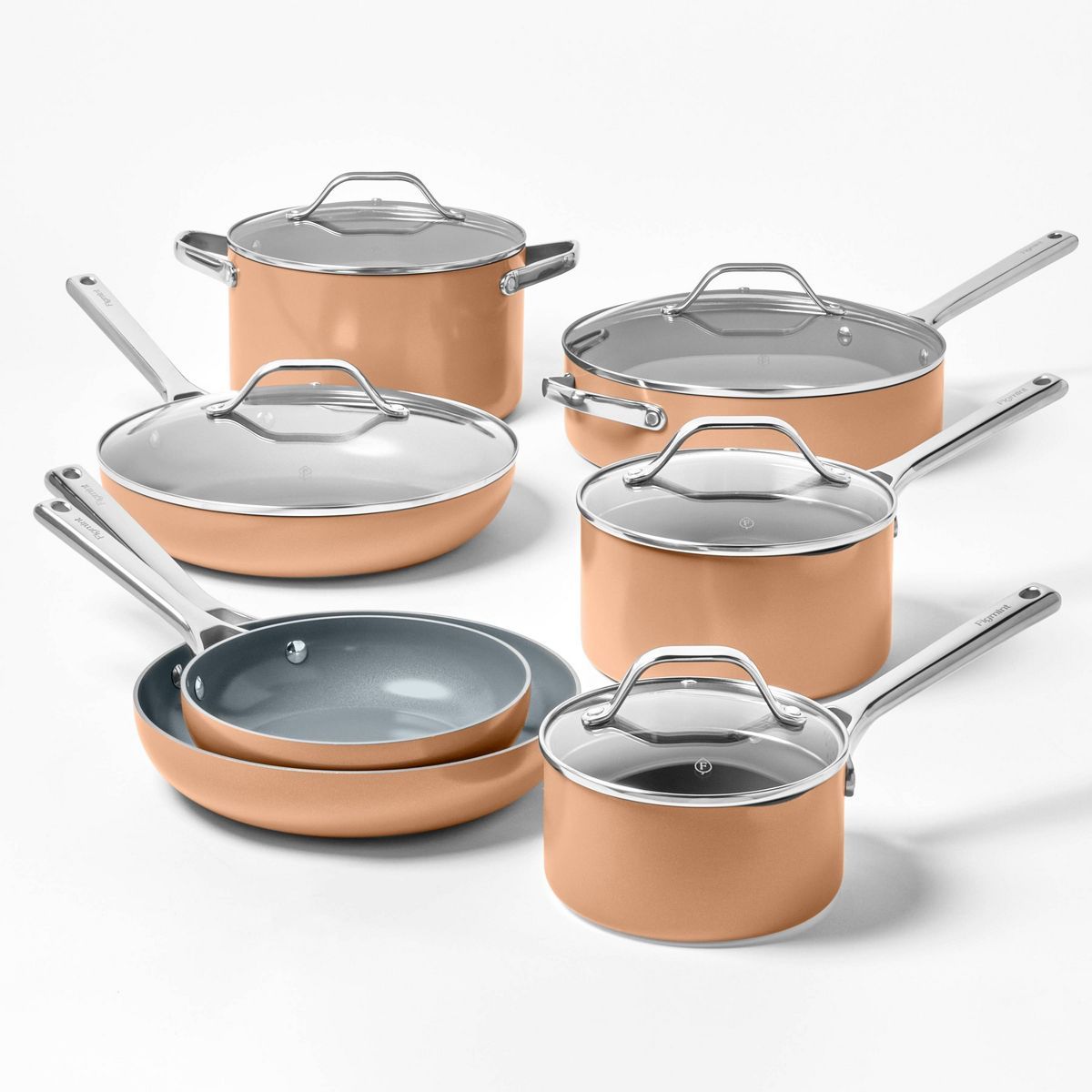 12pc Nonstick Ceramic Coated Aluminum Cookware Set - Figmint™ | Target