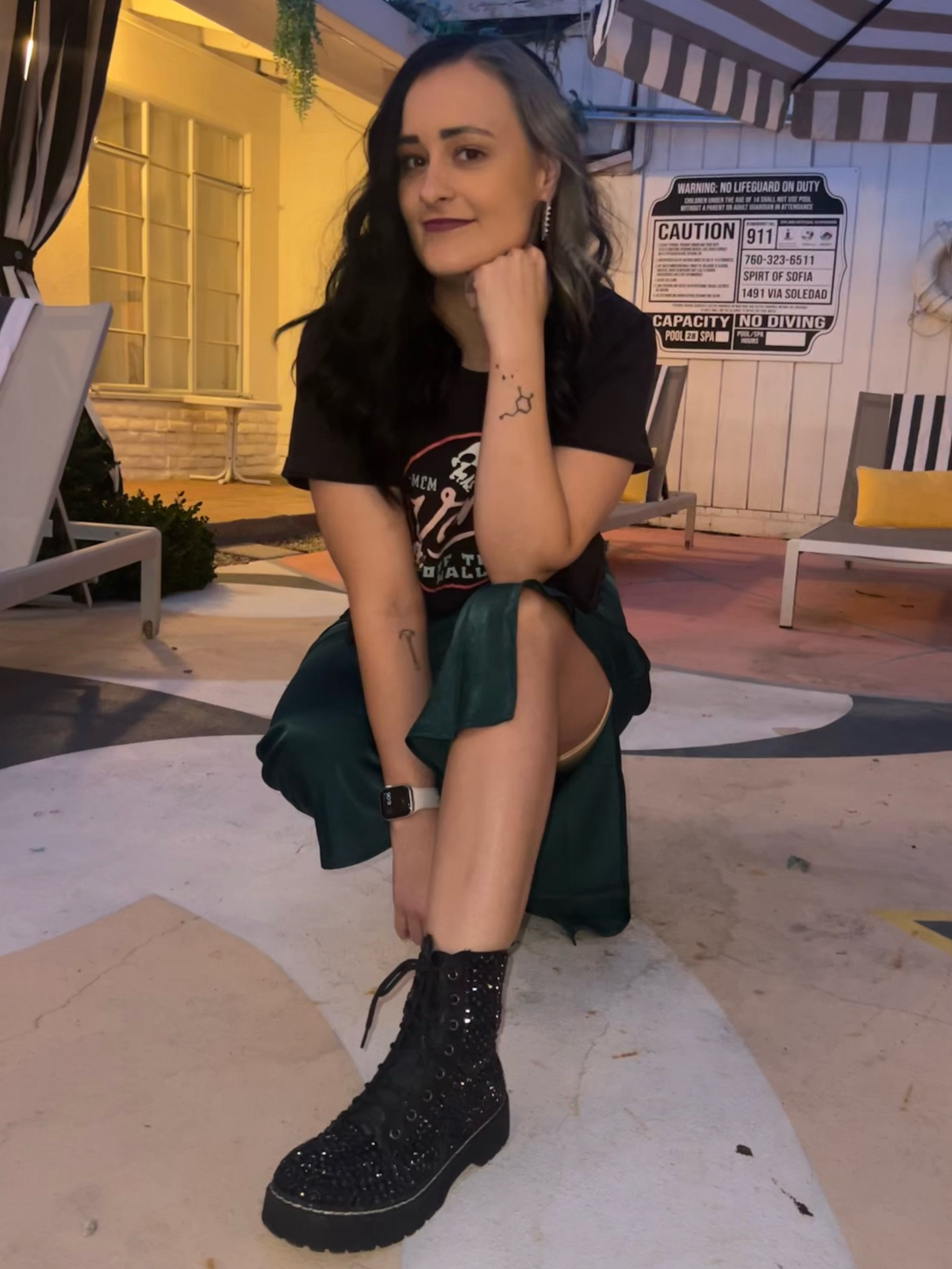 Alternative style | alternative outfit ideas | combat boots | satin maxi skirt