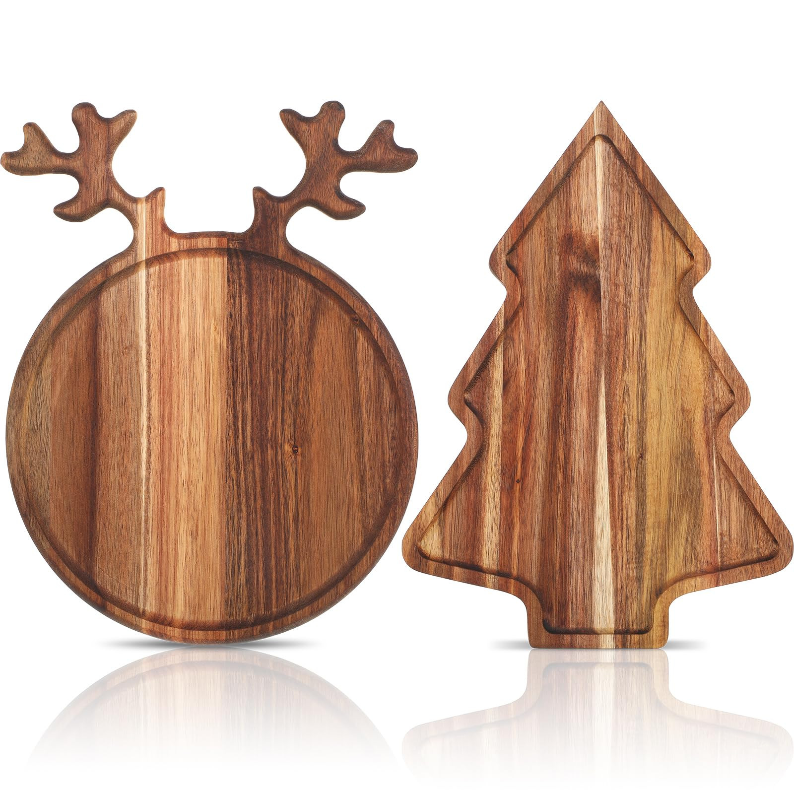 Umigy 2 Pcs Christmas Charcuterie Boards Christmas Tree Wooden Cutting Board with Handle Antler A... | Amazon (US)