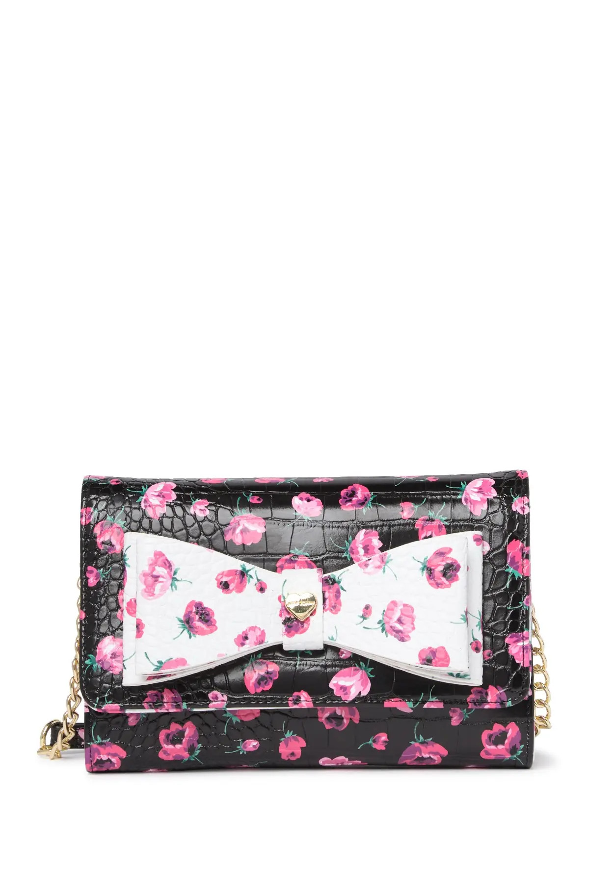Betsey Johnson Floral Printed Croc Embossed Crossbody Wallet at Nordstrom Rack | Hautelook