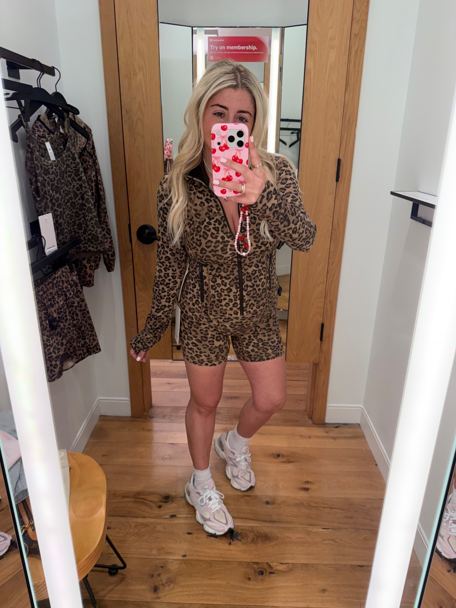 New leopard @lululemon 
Size 8 jacket 
Size 4 shorts