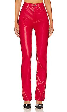 AFRM Faux Leather Heston Straight Leg Pants in Jester Red from Revolve.com | Revolve Clothing (Global)