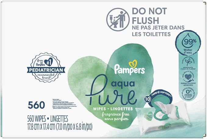 Amazon.com: Baby Wipes, Pampers Aqua Pure Sensitive Water Baby Diaper Wipes, Hypoallergenic and U... | Amazon (US)
