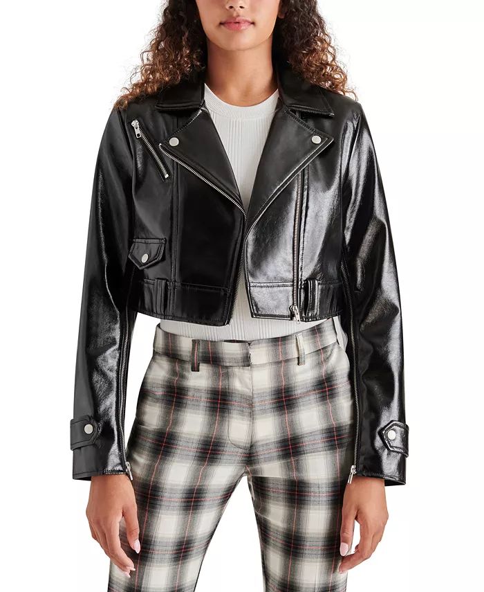 Women's Maddie Cropped Faux-Leather Jacket | Macy's