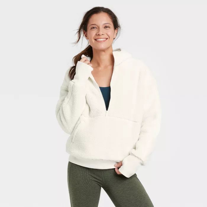 Women's Cozy 1/2 Zip Hooded Pullover Sweatshirt - All in Motion™ | Target