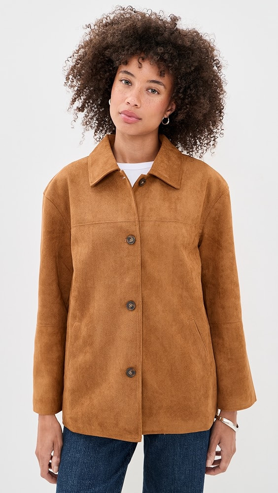 o. p.t Vrinda Faux Suede Jacket Camel L | Shopbop