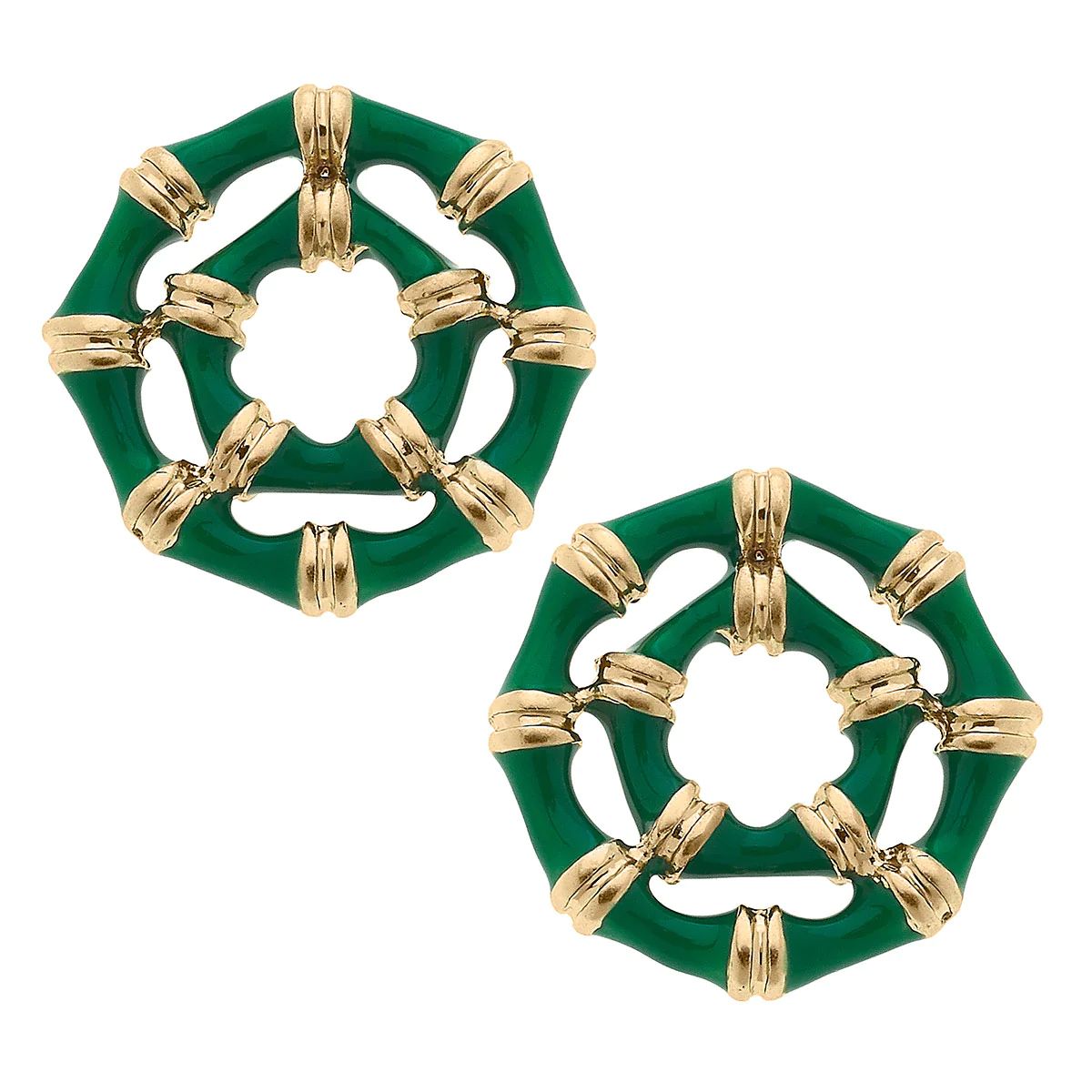 Lilly Bamboo Stud Earrings in Green | CANVAS