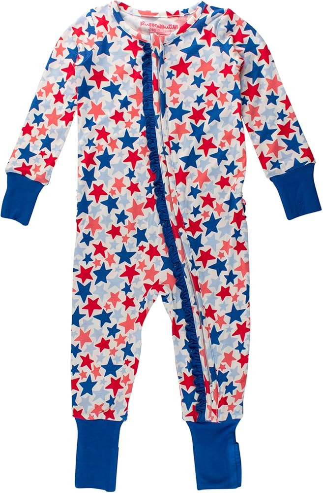 RuffleButts SoftSnooze™ Viscose from Bamboo Baby Girls Ruffle One Piece Convertible Pajamas | Amazon (US)
