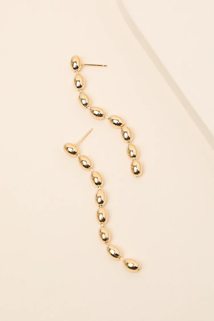 Barona Gold Beaded Drop Earrings | Lulus