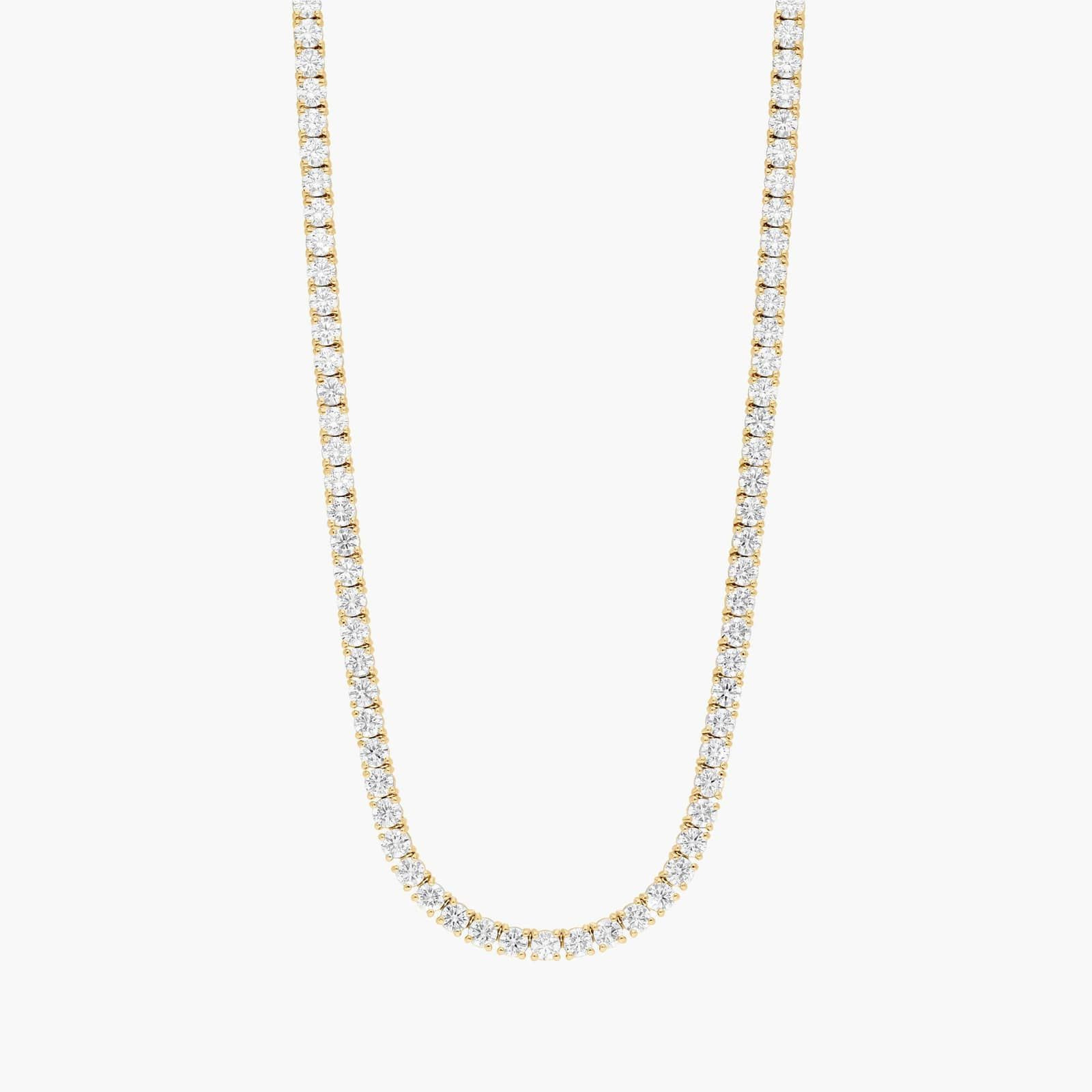 Diamond Tennis Necklace With 11 ctw Round Cut Lab-Grown Diamonds In 14k Yellow Gold | Blue Nile