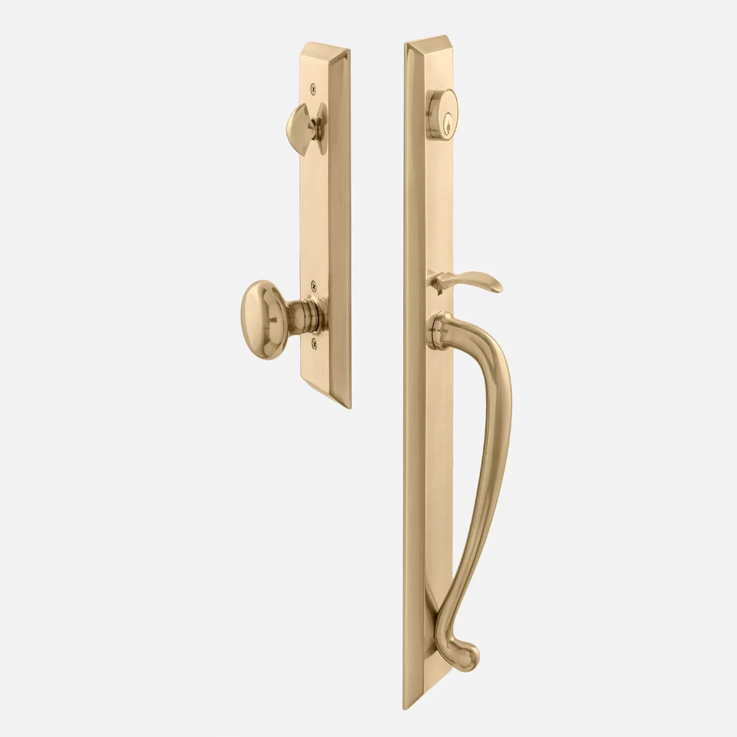 Freeport Entrance Handleset with Portsmouth Knob - Antique Brass | Schoolhouse
