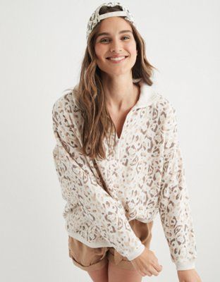 Aerie Good Vibes Oversized Quarter Zip Sweatshirt | American Eagle Outfitters (US & CA)