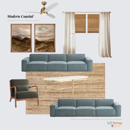 Modern coastal living room design idea. Blues, lots of textures, and golds. What’s not to love  

#LTKhome