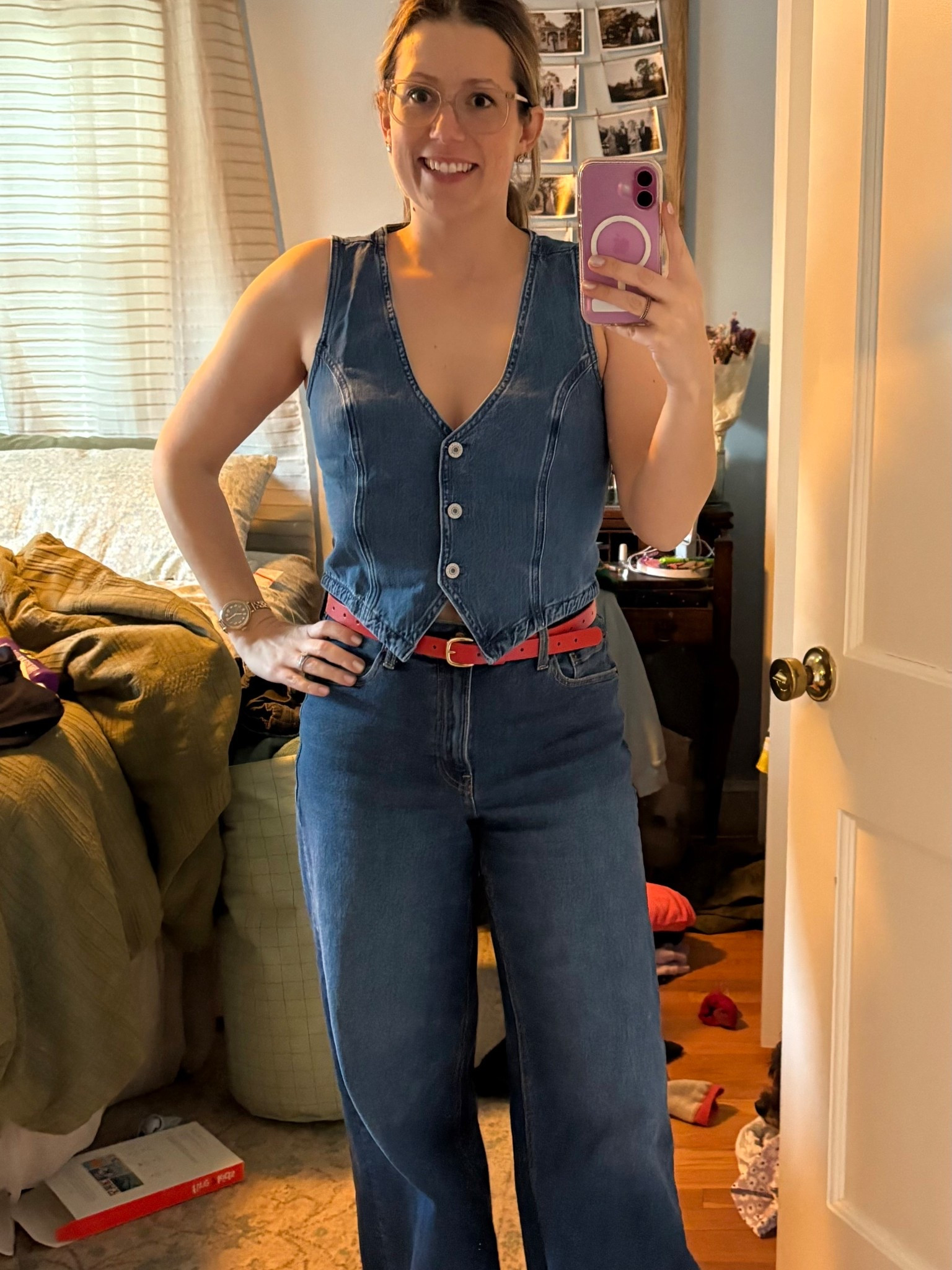 Will share styled but had to throw this on as soon as I opened the package. So cute! This is my usual size medium, if between sizes I'd size up. I love this vest and can't wait to layer with it now and wear it like this with some high waisted linen pants this summer. 

Ignore the laundry basket that exploded behind me  

#LTKSeasonal #LTKSaleAlert