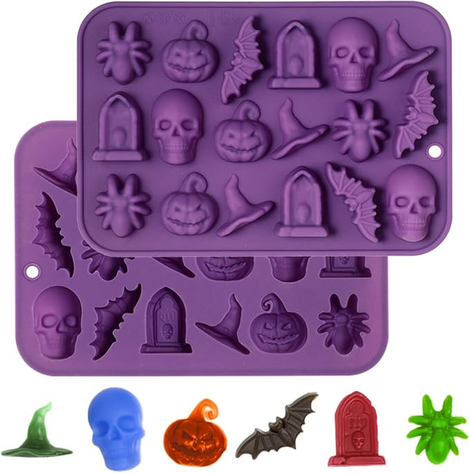 Webake Halloween Candy Chocolate Molds 3D, 18-Cavity Halloween Silicone Molds Shaped with Skull P... | Amazon (US)