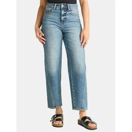 Time and Tru Women s High Rise Barrel Jean 26.5 Inseam sizes 2-20 | Walmart (US)