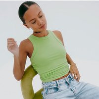 Women's Ribbed Tank Top in Green, Size Small, Viscose by Never Fully Dressed | Never Fully Dressed US