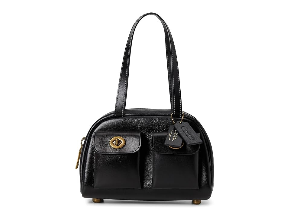 COACH Twin Turnlock Bag 20 Shoulder Women's Handbags Black, Leather | Zappos