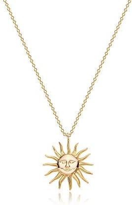 Collar Delicado de Oro para Mujeres - Chapado en Oro de 14K Colgante Simple Collar de Círculo En... | Amazon (US)