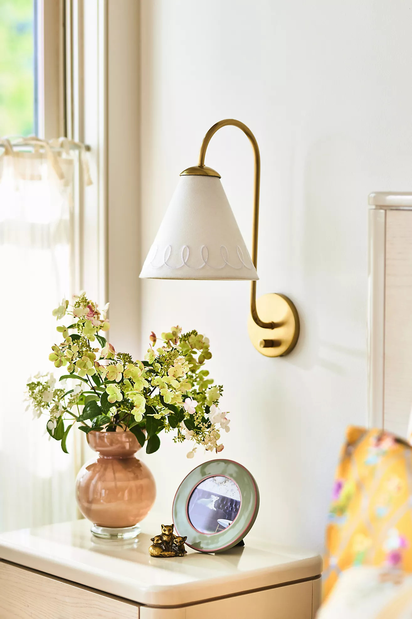 Maeve Embroidered Loop Shaded Sconce Wall Light | Anthropologie (US)
