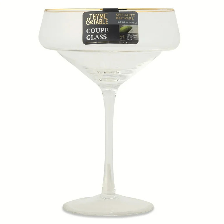 Thyme & Table 14 fl oz Coupe Cocktail Glass with Gold Rim | Walmart (US)