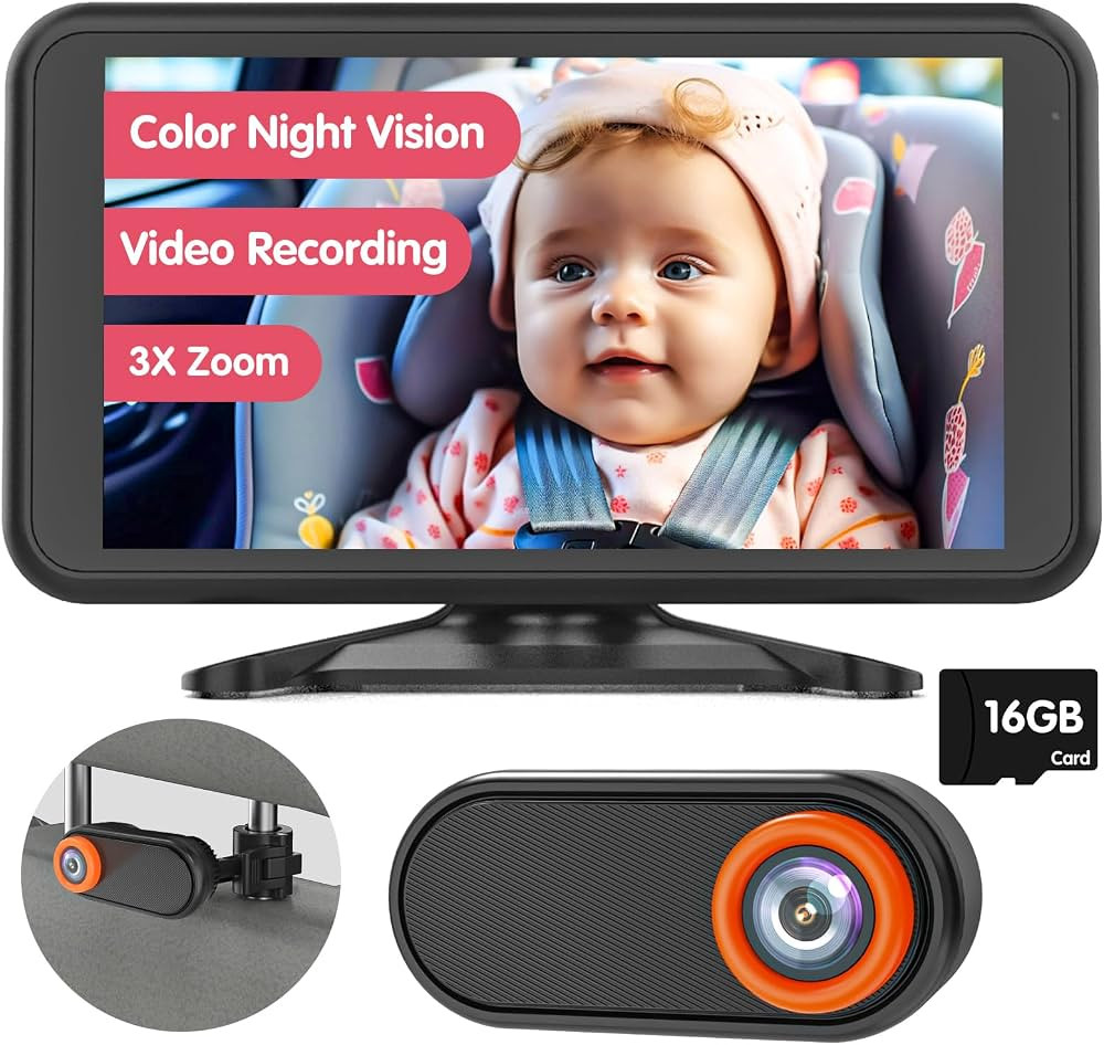 Luckview Baby Car Camera Full-Color Night Vision 5.2'' Car Camera for Baby with Video Recording F... | Amazon (UK)