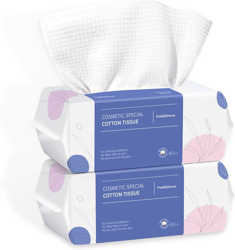 PoeticEHome Disposable Face Towel - Extra Thick Cotton Tissue Facial Cleansing Dry Wipes - Biodeg... | Amazon (US)