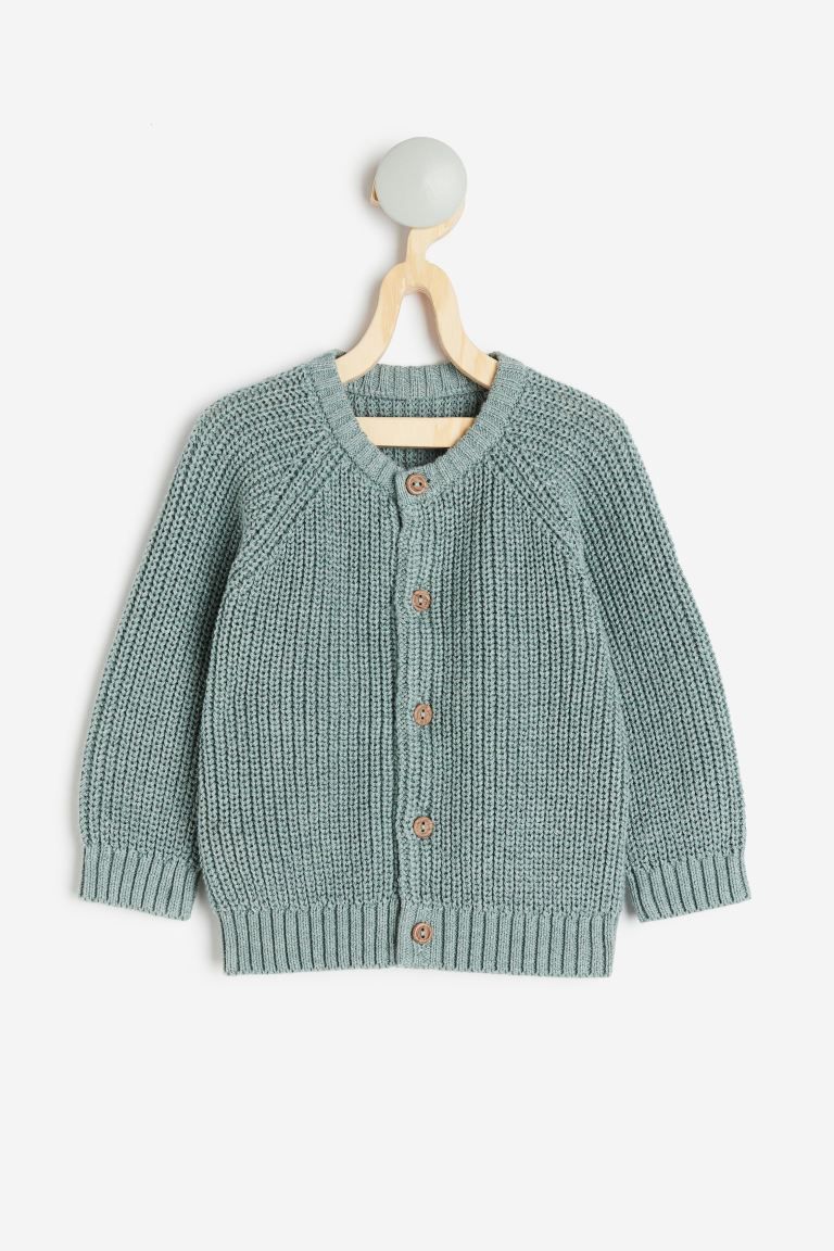 Rib-knit Cardigan - Dusty green - Kids | H&M US | H&M (US + CA)