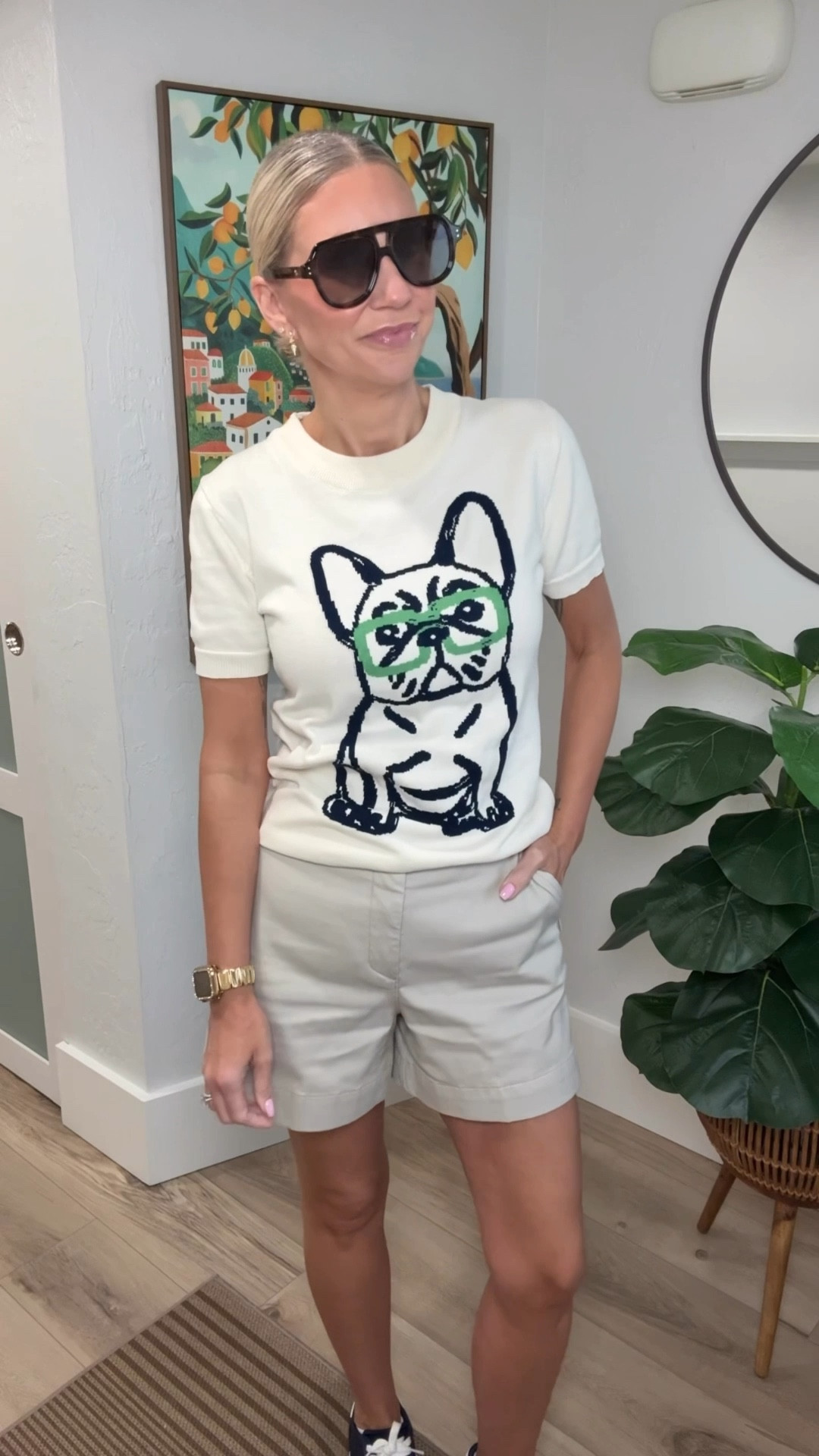 ✨Spanx Sale Alert✨

You know I love my Spanx Twill Pants, but I also love the shorts as well! They’re a nice tailored short that can be worn casually or dressed up a bit for a summery look. They still feature the zippered pocket and smoothing panels like the pants. I’m wearing a small in the 5 inch length. 

My top is from Oxknit. I love their retro styles and fun prints. I’m wearing a medium but could easily size down to a small. 

Sneakers are from Target. 
