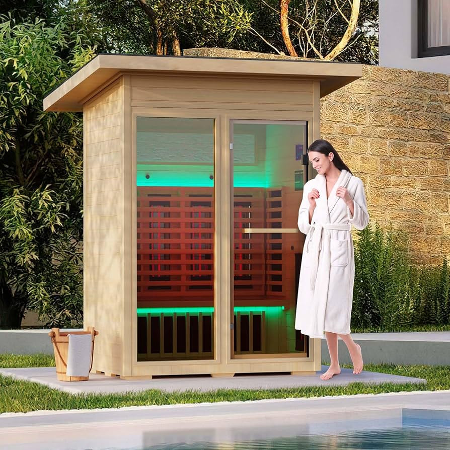 Infrared Sauna, Full-Spectrum Infrared Outdoor Saunas for Home - Dry Heat Sauna, Wooden Sauna Roo... | Amazon (US)