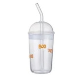 Way to Celebrate 16oz Boo Icon Clear Glass Sipper Cup with Straw and Lid | Walmart (US)