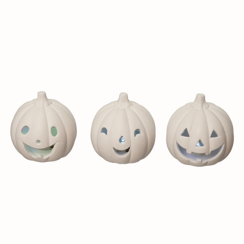 Transpac Ceramic White Halloween Light Up Jack-O-Lantern Set of 3 | Target