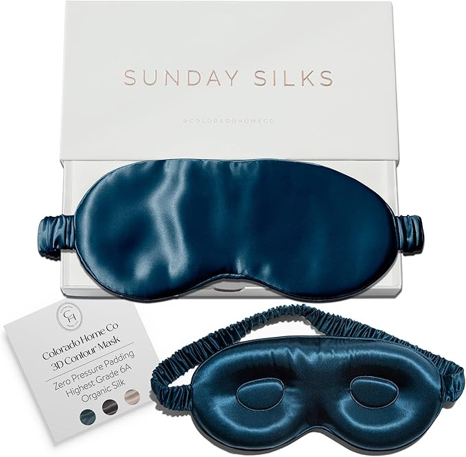 SUNDAYSILKS™ 3D Contoured Silk Sleep Mask | Padded Silk Eye Mask with Eye Cups for Lash Extensi... | Amazon (US)