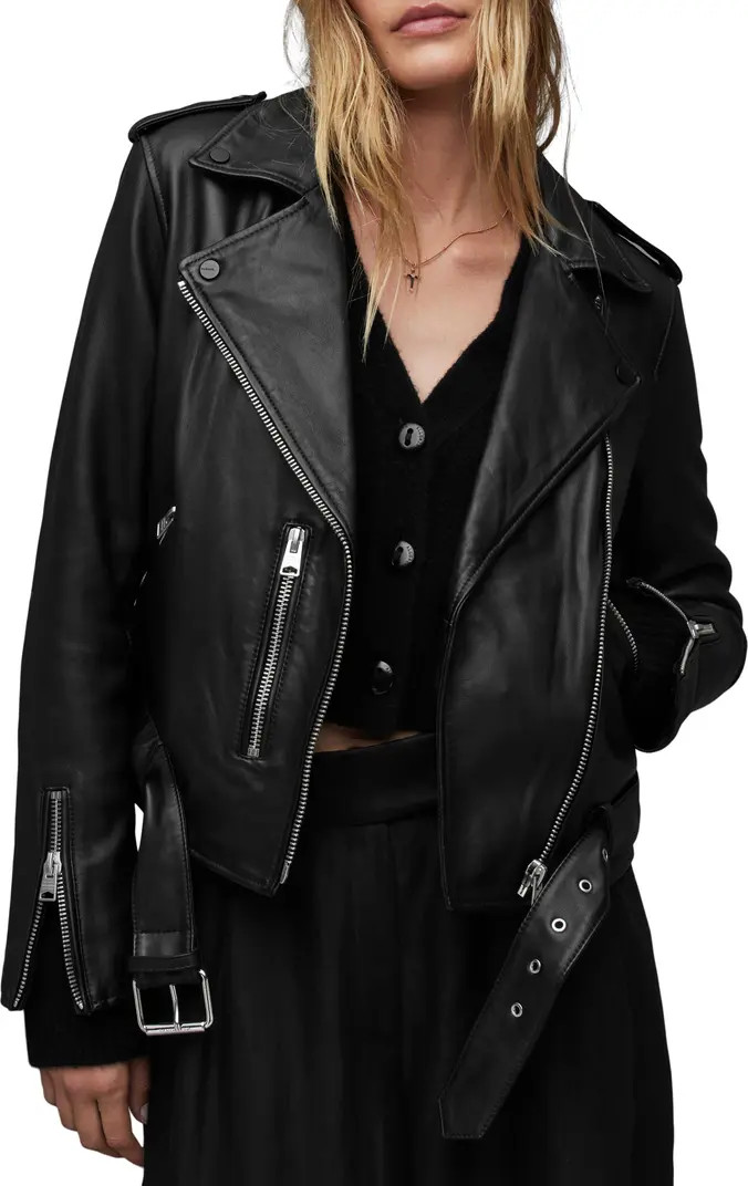 AllSaints Balfern Leather Biker Jacket | Nordstrom | Nordstrom