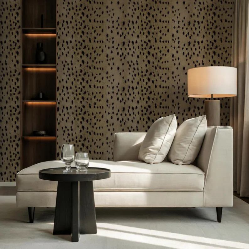 Cheetah Print Peel and Stick Wallpaper: Taupe Spotted Accent Wall | Etsy (Global)