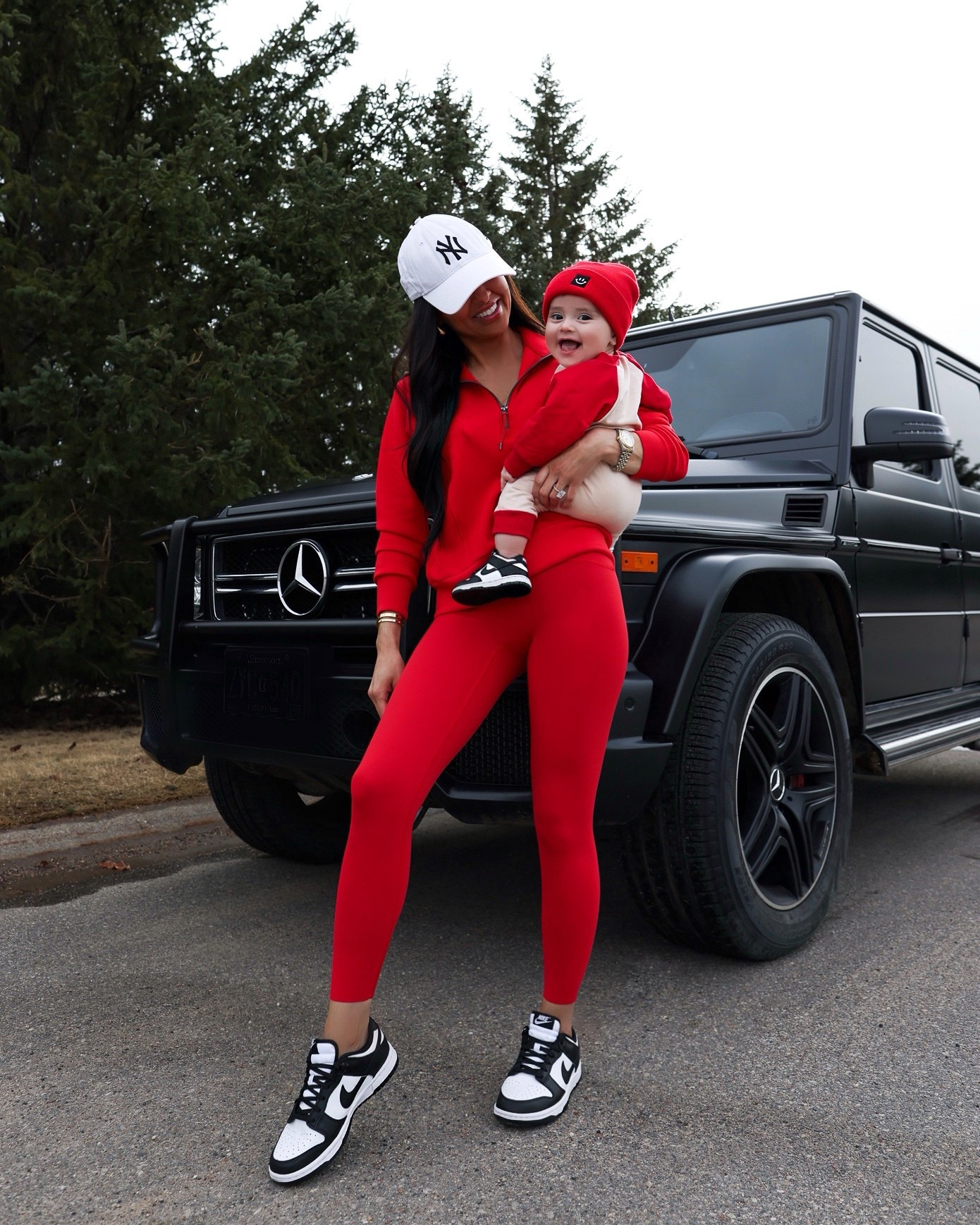 Casual weekend outfit mommy and me
Spanx red activewear on sale now for the LTK Spring Sale! Take 20% off site wide with code LTKSPANX
Wearing an XS in top and bottoms 
Nike Dunk sneakers run TTS


#LTKBaby #LTKSpringSale #LTKSaleAlert