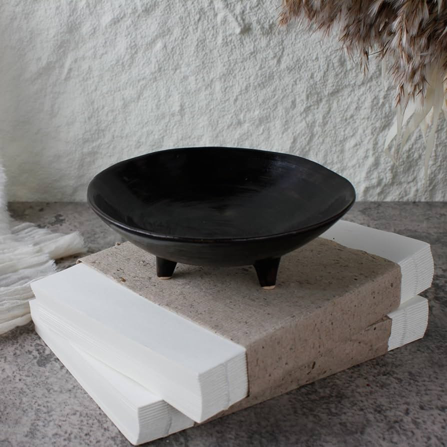 Wabi Sabi Footed Decorative Bowl, Multi-Purpose Small Ceramic Bowl, Vintage Rustic Boho Shelf Tab... | Amazon (US)