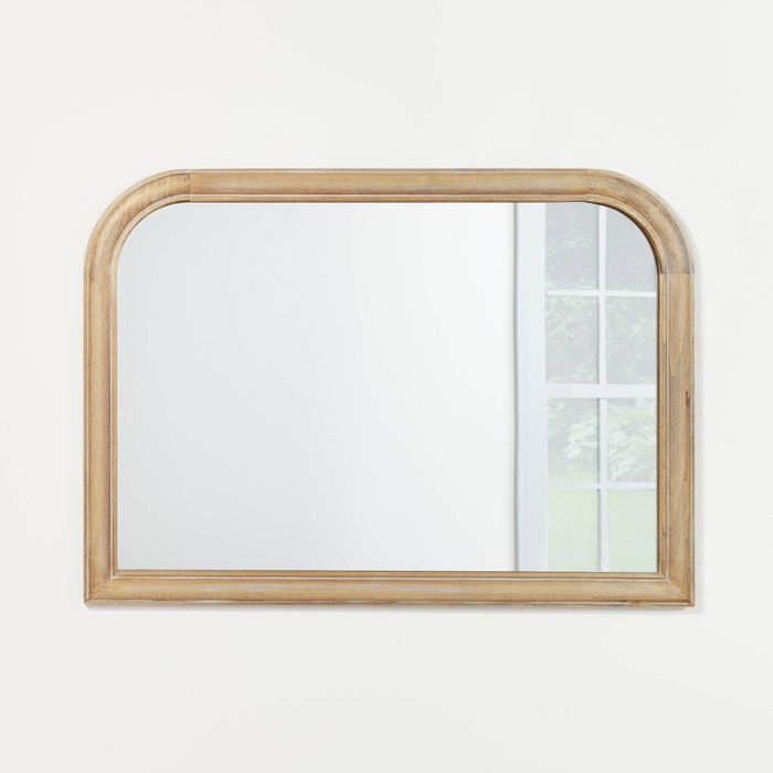 36&#34; x 26&#34; Wooden Mantel Decorative Wall Mirror Natural - Threshold&#8482; designed with S... | Target