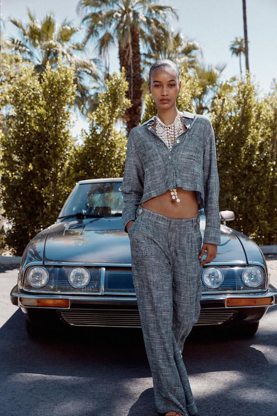 PLEATED WIDE LEG PANTS | Zara US